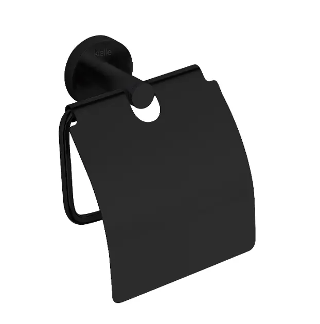 kielle Oudee - Uchwyt na papier toaletowy z pokrywą, czarny mat 40402034