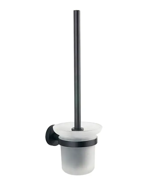 kielle Oudee - Szczotka toaletowa  ścienna z uchwytem, szkło matowe/czarny mat 40502034