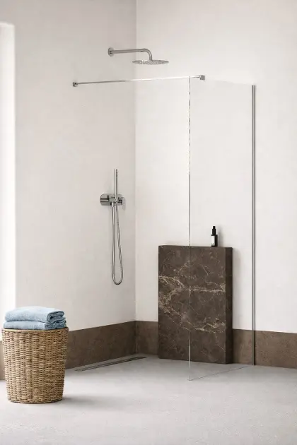 kielle Meara - Perete de duș Walk-In 100 x 200 cm, cromat/sticlă transparentă 20726WI1000