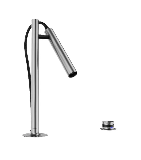 Blanco Luneoo S - Elektronische Spültischarmatur mit flexiblem Arm und Brause, Netzanschluss, Stahl 527972