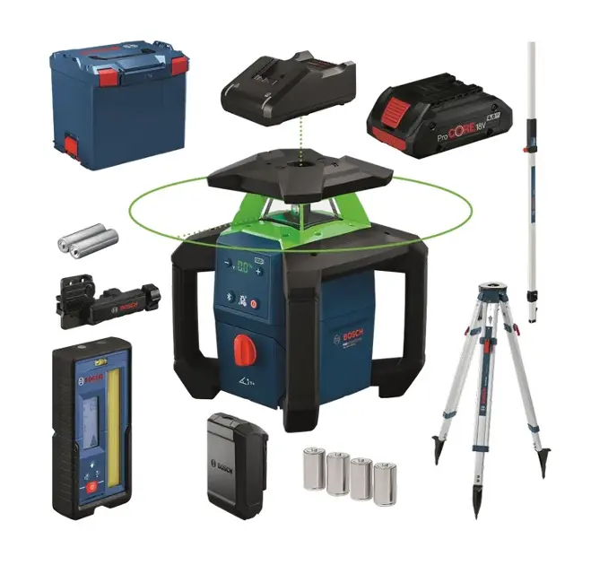 Bosch - 18V AKU ротационен лазер GRL18V-4-34CVG, обхват 400 m, с аксесоари 0615A500DH
