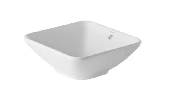Duravit Bacino - Aufsatzwaschbecken 42 x 42 cm, mit Überlauf, ohne Hahnloch, DuraShield, weiß 033342AA00