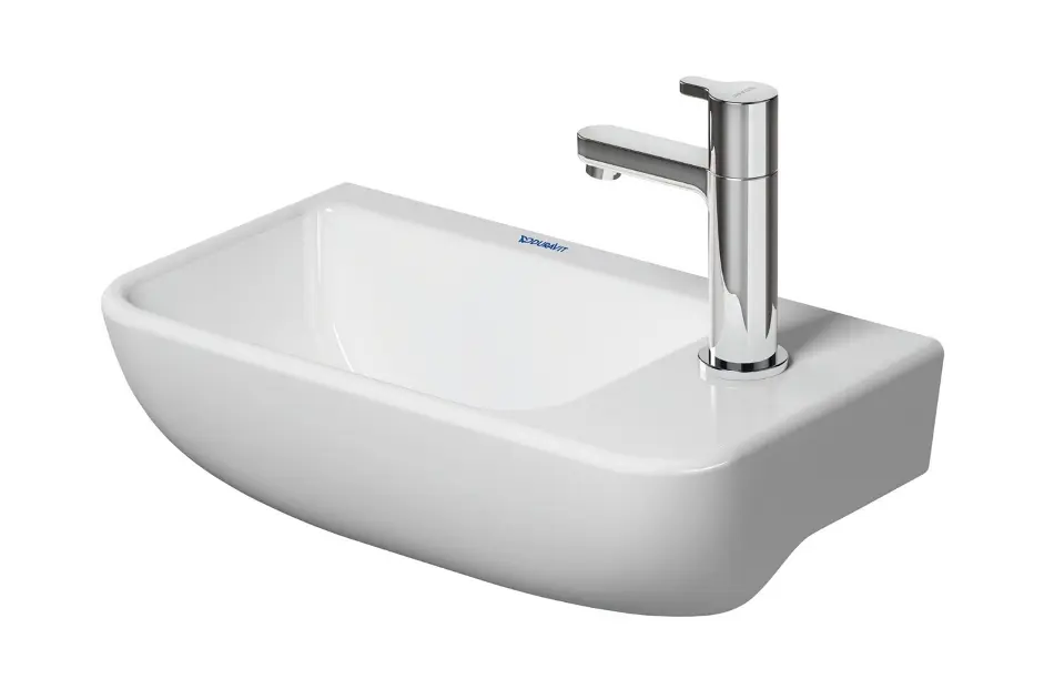 Duravit ME by Starck - Handwaschbecken 40 x 22 cm, ohne Überlauf, Hahnloch rechts, DuraShield, weiß 071740AC00