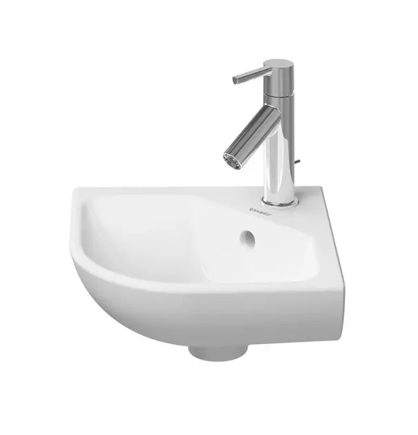 E-shop Duravit ME by Starck - Umývadielko rohové 44x38 cm, s prepadom, otvor na batériu, DuraShield, matná biela 072243AC00