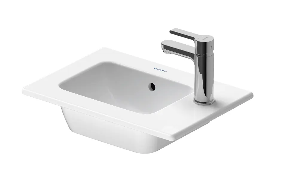 E-shop Duravit ME by Starck - Umývadielko 43x30 cm, s prepadom, otvor na batériu vpravo, DuraShield, biela 072343AA00