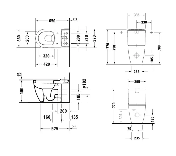 Duravit ME by Starck - WC kombi mísa, vario odpad, DuraShield, bílá ...