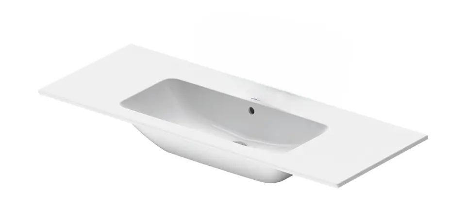 E-shop Duravit ME by Starck - Umývadlo 123x49 cm, s prepadom, bez otvoru na batériu, DuraShield, biela 233612AA60