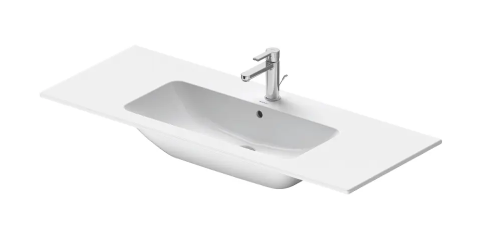 E-shop Duravit ME by Starck - Umývadlo 123x49 cm, s prepadom, otvor na batériu, DuraShield, matná biela 233612AC00