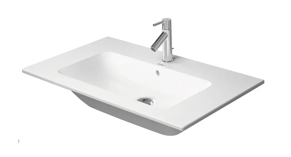 Duravit ME by Starck - Waschbecken 83 x 49 cm, mit Überlauf, Hahnloch, DuraShield, weiß 233683AA00