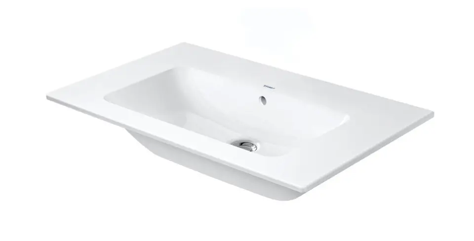 Duravit ME by Starck - Waschbecken 83 x 49 cm, mit Überlauf, ohne Hahnloch, DuraShield, mattweiß 233683AC60