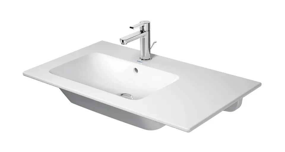 E-shop Duravit ME by Starck - Umývadlo 83x49 cm, s prepadom, otvor na batériu, plocha na odkladanie vpravo, DuraShield, biela 234583AA00