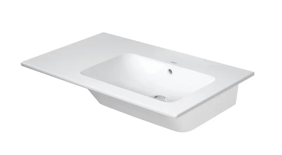 E-shop Duravit ME by Starck - Umývadlo 83x49 cm, s prepadom, bez otvoru na batériu, plocha na odkladanie vľavo, DuraShield, matná biela 234683AC60