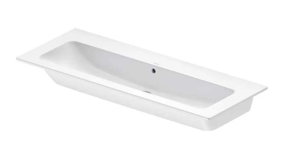 E-shop Duravit ME by Starck - Umývadlo 123x49 cm, s prepadom, bez otvoru na batériu, DuraShield, biela 236112AA60