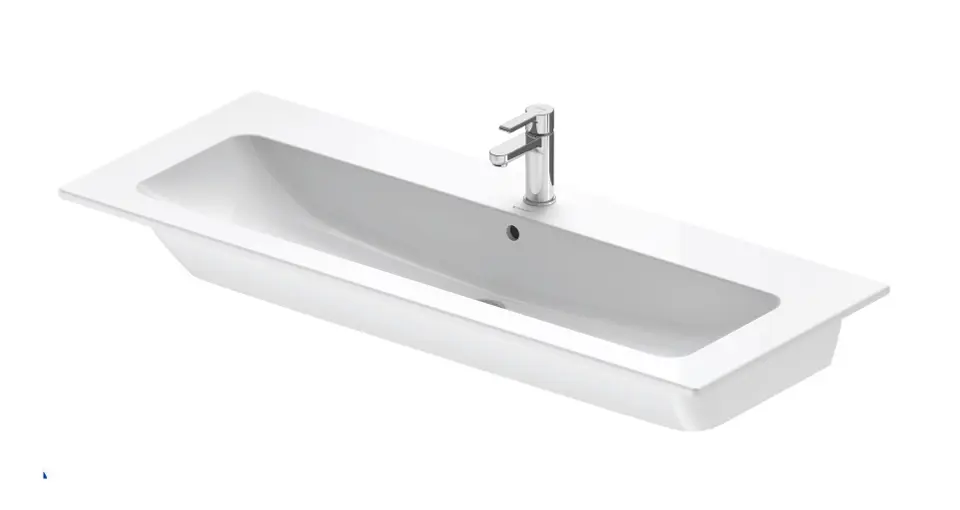 E-shop Duravit ME by Starck - Umývadlo 123x49 cm, s prepadom, otvor na batériu, DuraShield, matná biela 236112AC00