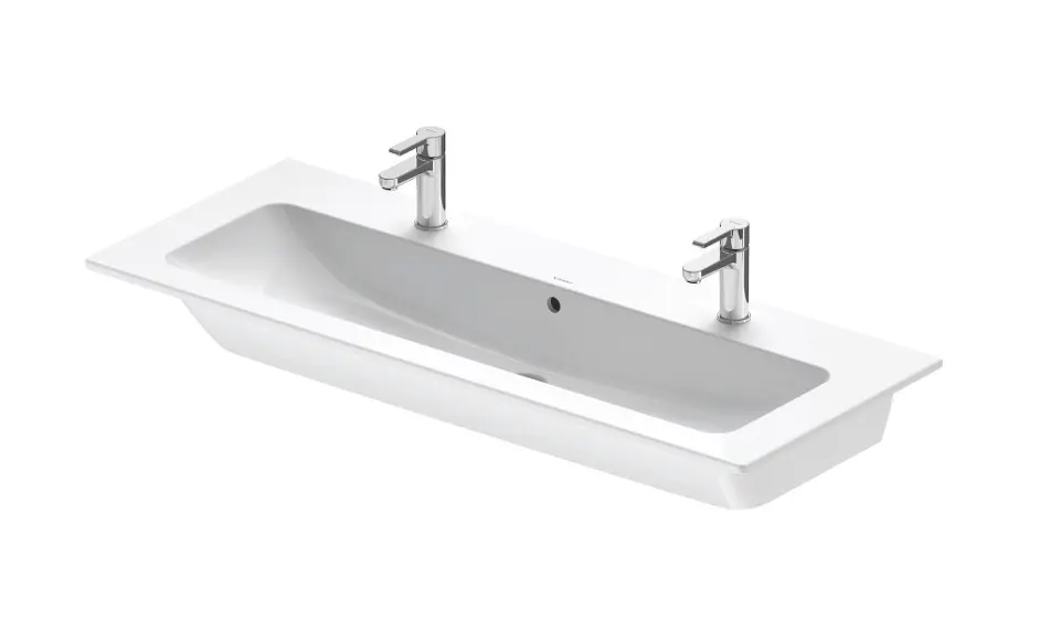 Duravit ME by Starck - Dvojumývadlo 123x49 cm, s prepadom, 2 otvory na batériu, DuraShield, matná biela 236112AC24