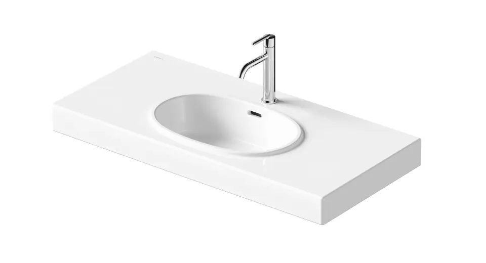 E-shop Duravit Balcoon - Umývadlo 100x48 cm, s prepadom, otvor na batériu, s výpusťou, DuraShield, biela 241210AA00