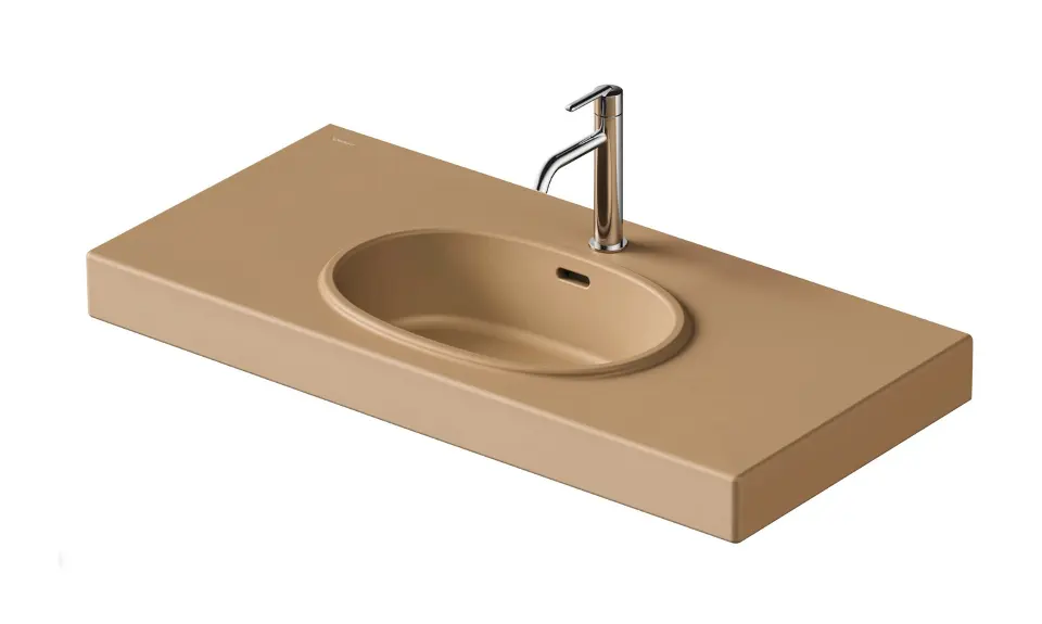 E-shop Duravit Balcoon - Umývadlo 100x48 cm, s prepadom, otvor na batériu, s výpusťou, DuraShield, terra 241210AM00
