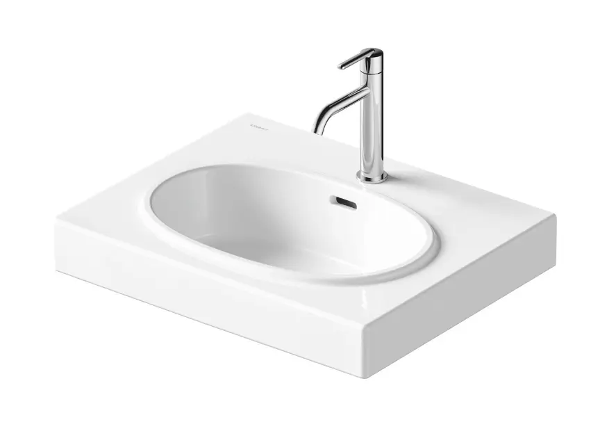 E-shop Duravit Balcoon - Umývadlo 60x48 cm, s prepadom, otvor na batériu, s výpusťou, DuraShield, biela 241260AA00