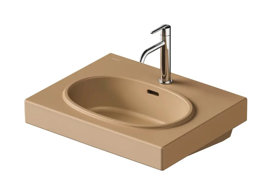 E-shop Duravit Balcoon - Umývadlo 60x48 cm, s prepadom, otvor na batériu, s výpusťou, DuraShield, terra 241260AM00