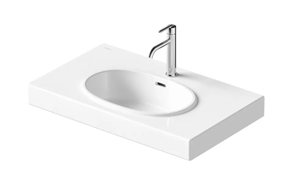 E-shop Duravit Balcoon - Umývadlo 80x48 cm, s prepadom, otvor na batériu, s výpusťou, DuraShield, matná biela 241280AC00
