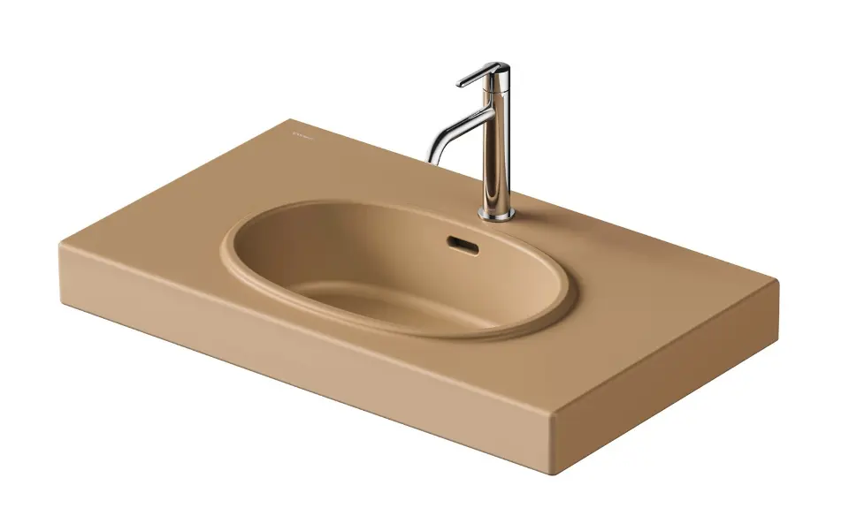 E-shop Duravit Balcoon - Umývadlo 80x48 cm, s prepadom, otvor na batériu, s výpusťou, DuraShield, terra 241280AM00