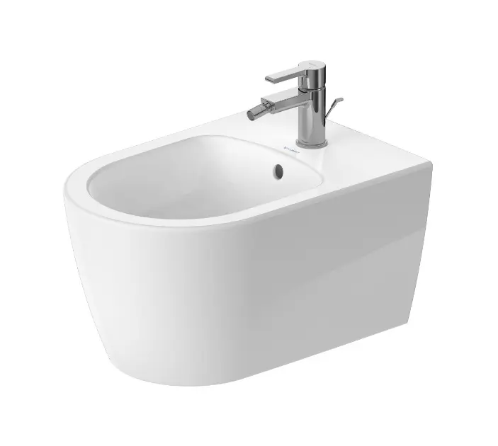 Duravit ME by Starck - Wandhängendes Bidet mit Überlauf, Hahnloch, DuraShield, mattweiß 272415AC00