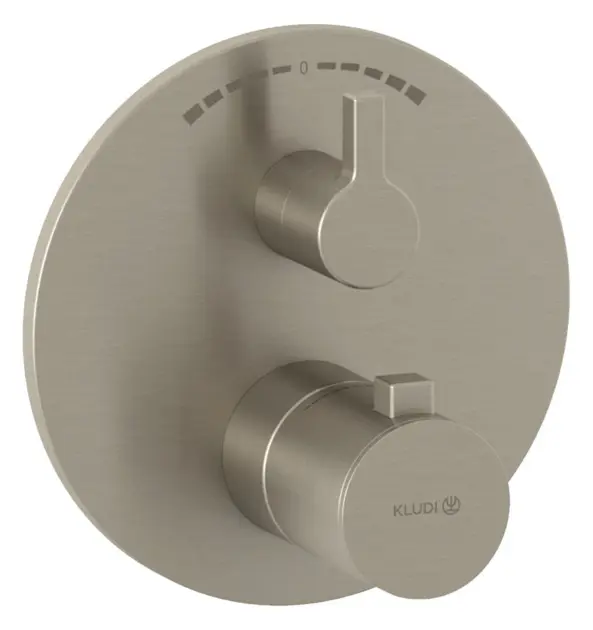Kludi Nova Fonte - Grifo termostático empotrado, para 2 dispositivos, níquel cepillado 20810N515