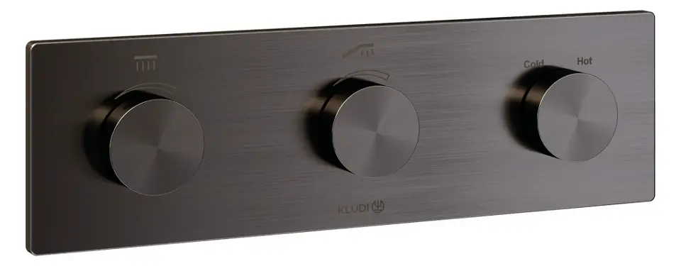 Kludi Tronic - Baterie termostatată încastrată, pentru 2 consumatori, Gunmetal periat 38300N2-00