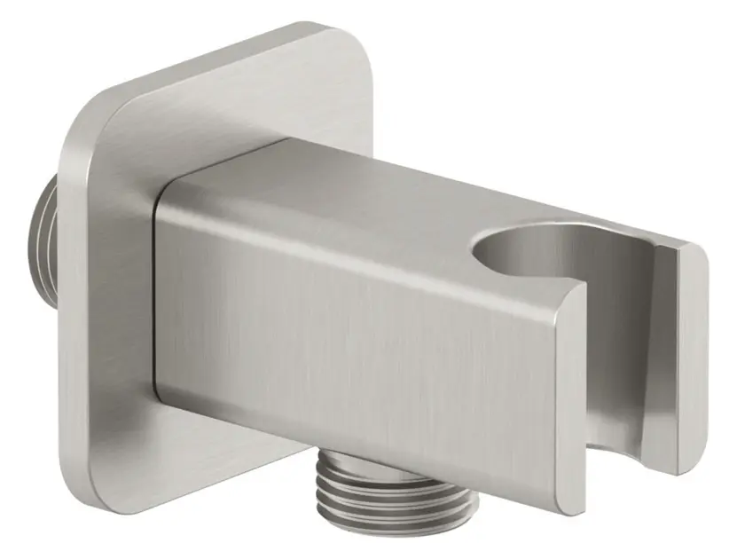 Kludi A-Qa - Coude de douche avec support, nickel brossé 65568N5-00