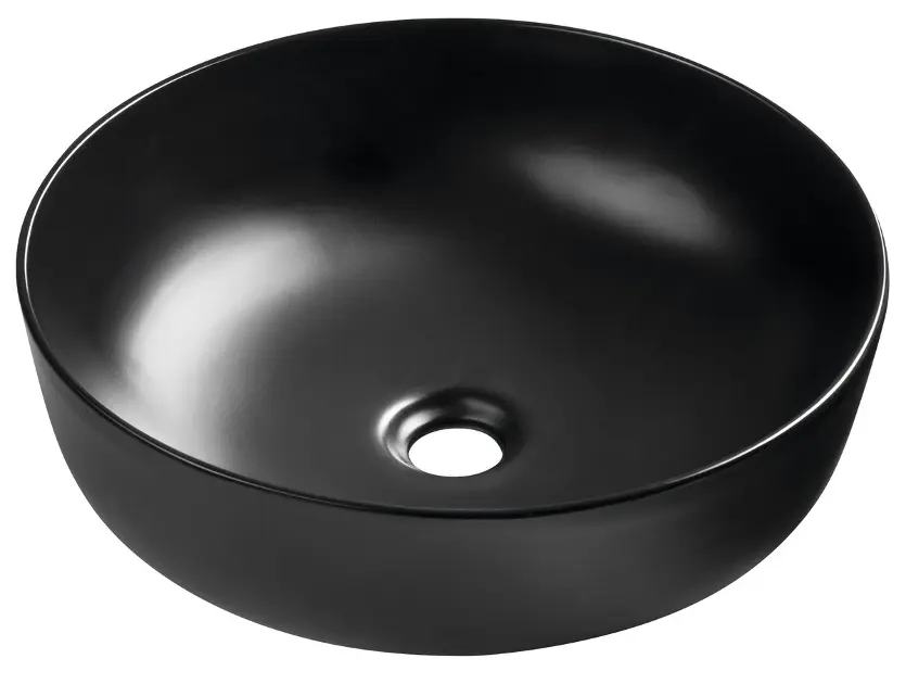 Sapho - Rondea nadpultni umivaonik, promjer 41 cm, bez preljeva, bez otvora za slavinu, mat crni AR445B