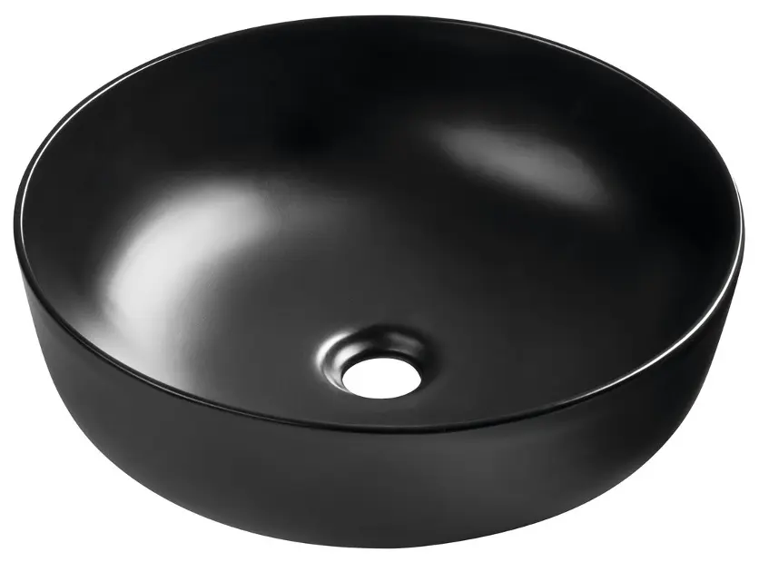 E-shop Sapho - Umývadlo na dosku Rondea, priemer 41 cm, bez prepadu, bez otvoru na batériu, matná čierna AR445B