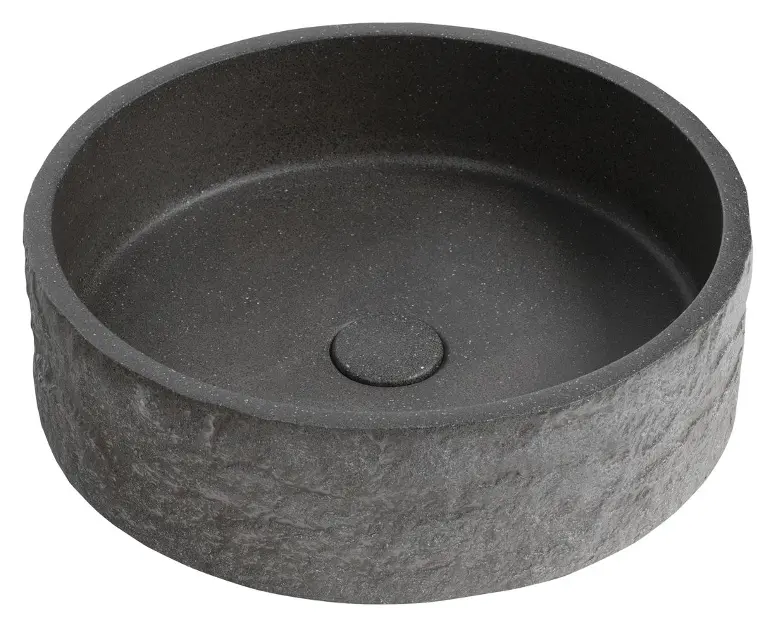 Sapho - Lavoar Ispir, diametru 40 cm, fără preaplin, fără orificiu pentru baterie, granit negru AR476