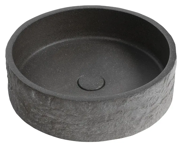 Sapho - Ispir umivaonik, promjer 40 cm, bez preljeva, bez otvora za slavinu, crni granit AR476
