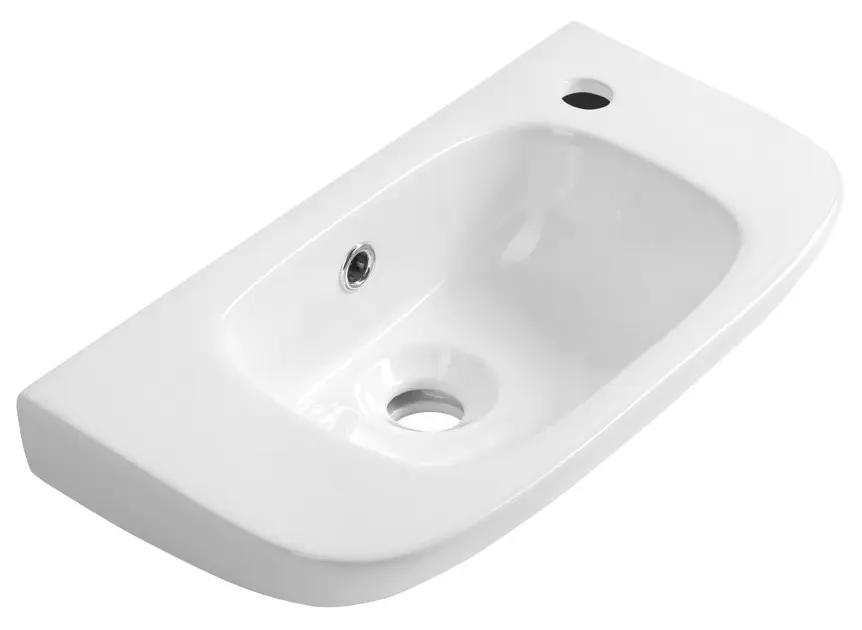Aqualine Kia - Umývátko 49x25 cm, s přepadem, otvor pro baterii, bílá NP405
