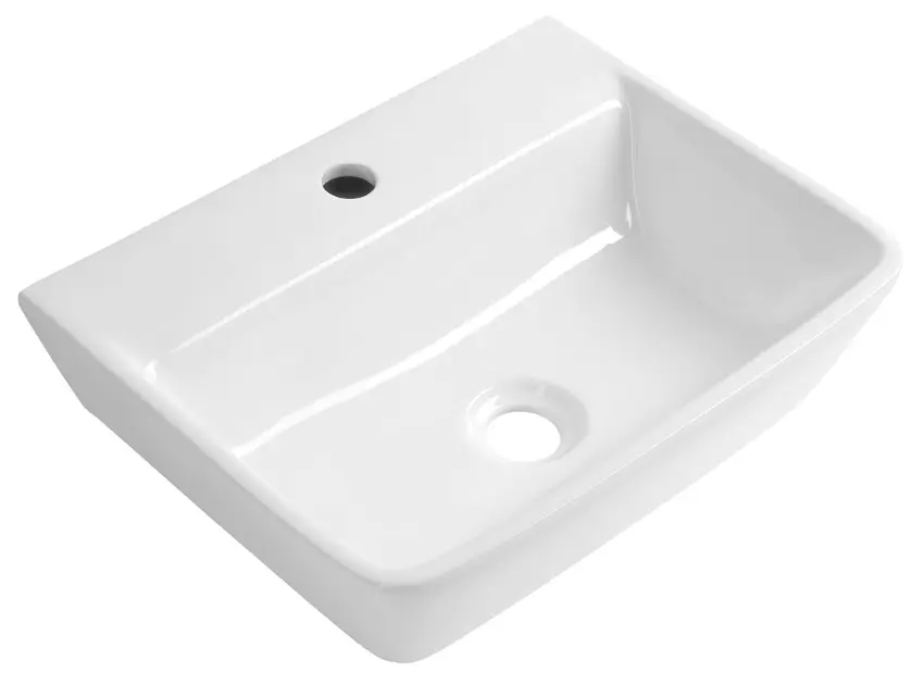 Aqualine Reema - Wastafel 45x35 cm, zonder overloop, kraangat, wit NP440