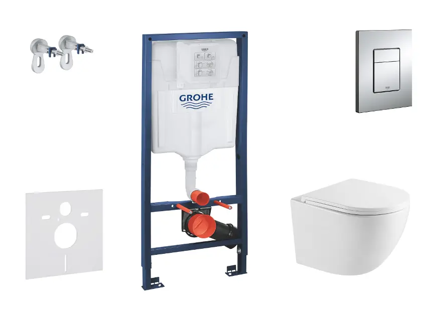 Grohe Rapid SL - Előfali szerelő készlet, WC Oudee és softclose ülőke, Skate Cosmopolitan vezérlőgomb, króm SANI11BA1107