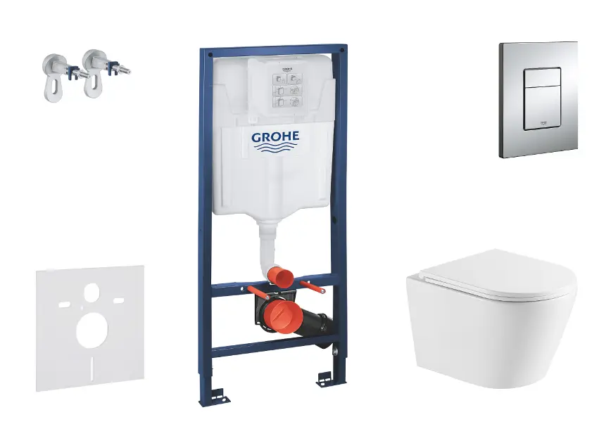 Grohe Rapid SL - Előfali szerelő készlet, Nefia WC és softclose ülőke, Skate Cosmopolitan vezérlőgomb, króm SANI11BA1108
