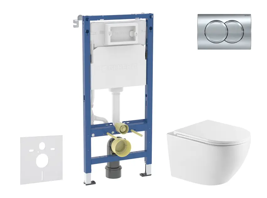 Geberit Duofix - Set predstenovej inštalácie, klozetu Oudee a dosky softclose, tlačidlo Delta01, lesklý chróm SANI11CA1166