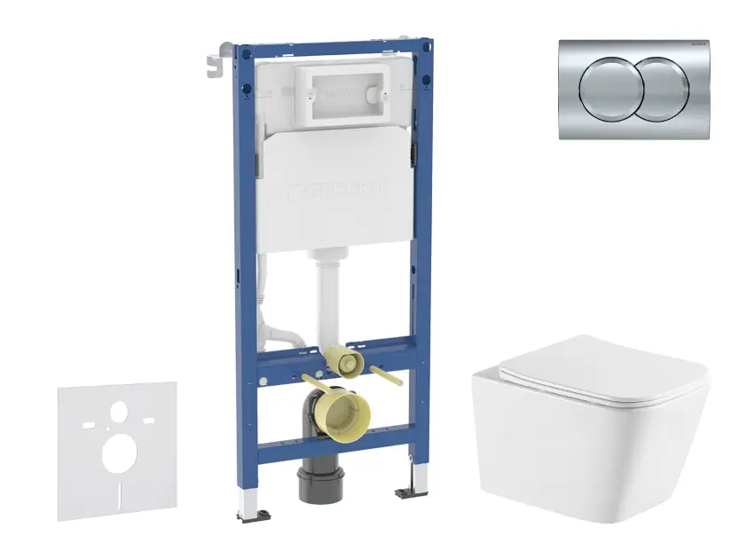 Geberit Duofix - Set predstenovej inštalácie, klozetu Arkas I a dosky softclose, tlačidlo Delta01, lesklý chróm SANI11CA1172