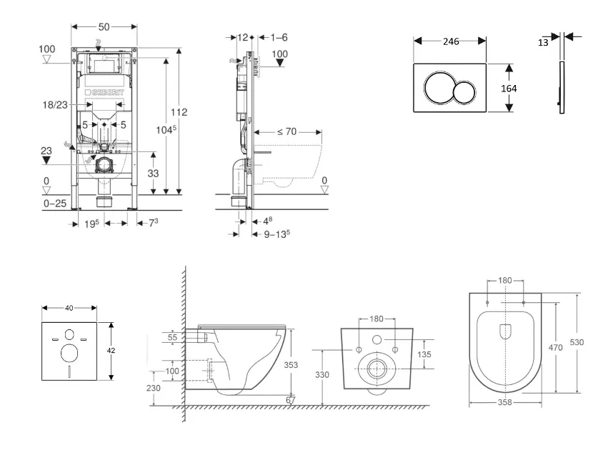 Geberit Duofix - Conjunto de módulo de instalación empotrada, Inodoro ...