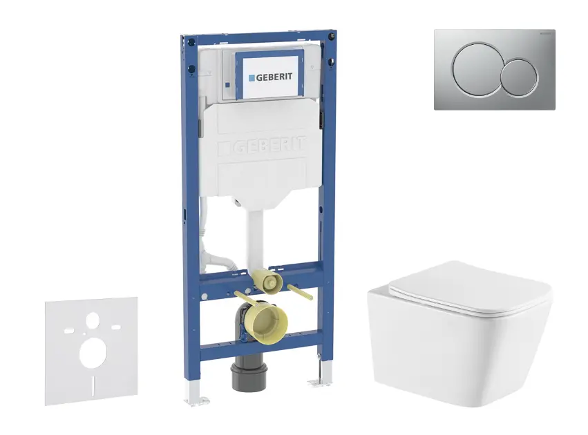 Geberit Duofix - Set predstenovej inštalácie, klozetu Arkas I a dosky softclose, tlačidlo Sigma01, lakovaný matný chróm SANI11CA2116