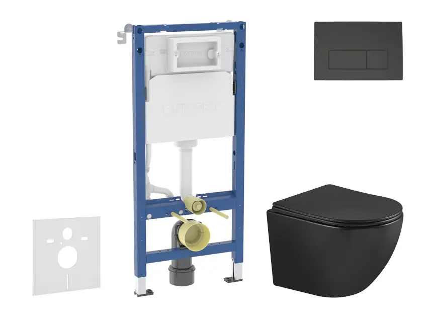 Geberit Duofix - Set předstěnové instalace, klozetu Oudee a sedátka softclose, tlačítko Delta50, matná černá SANI11CA5507