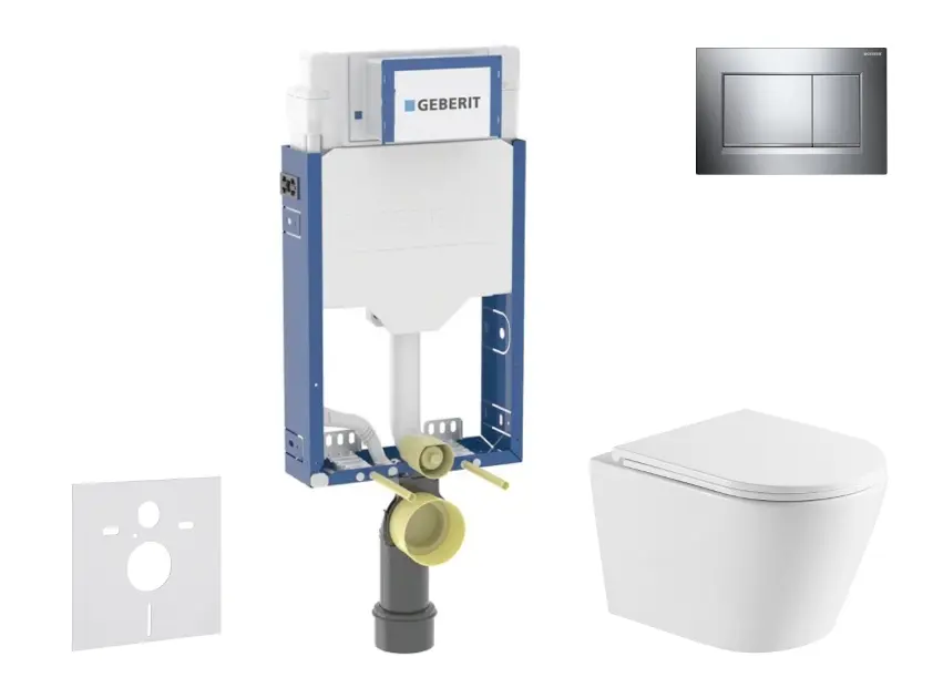 Geberit Kombifix - Set Vorwandelement, Nefia-WC  und Softclose-Sitz, Sigma20 Drückerplatte, Chrom SANI15CA1141