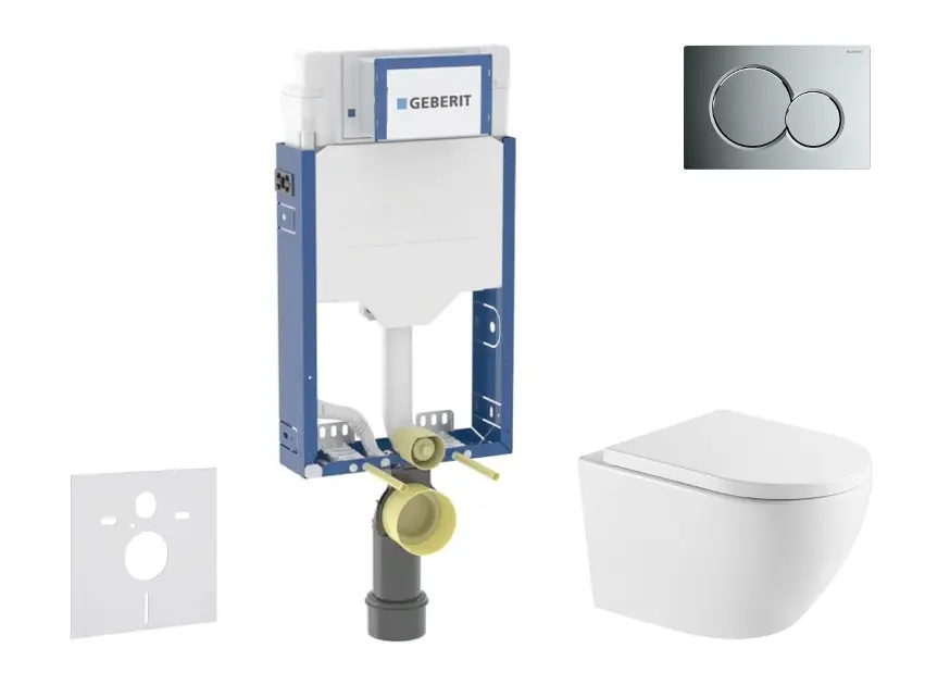 Geberit Kombifix - Set předstěnové instalace, klozetu Oudee a sedátka softclose, tlačítko Sigma01, lesklý chrom SANI15CA1144