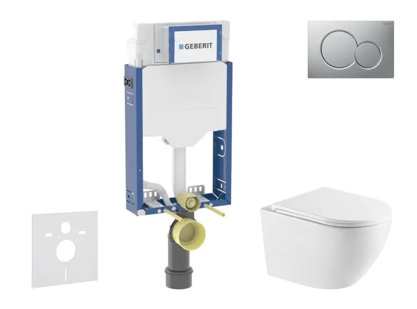 Geberit Kombifix - Set předstěnové instalace, klozetu Oudee a sedátka softclose, tlačítko Sigma01, lakovaný matný chrom SANI15CA2106