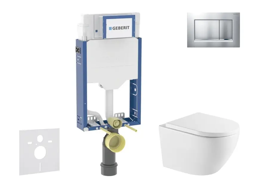 Geberit Kombifix - Set předstěnové instalace, klozetu Oudee a sedátka softclose, tlačítko Sigma20, lakovaný chrom mat/chrom SANI15CA2107