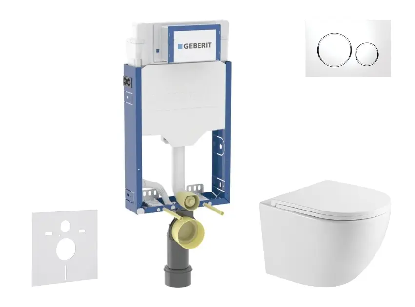 Geberit Kombifix - Set Vorwandelement, Oudee-WC mit Softclose-Sitz und Sigma20-Betätigungsplatte, weiß/Chrom SANI15CA3141