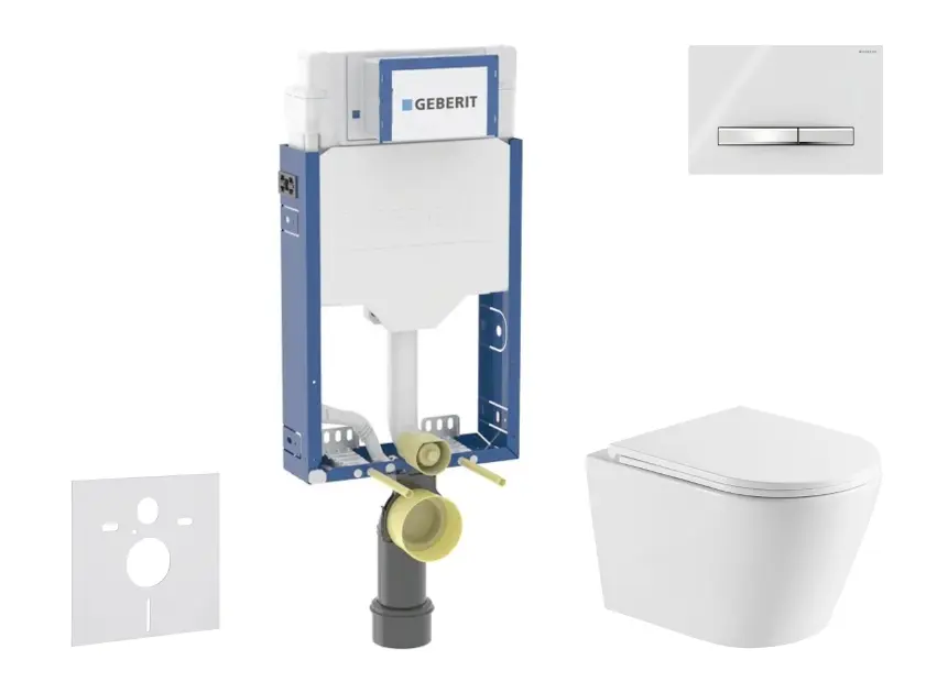 Geberit Kombifix - Set předstěnové instalace, klozetu Nefia a sedátka softclose, tlačítko Sigma50, chrom/alpská bílá SANI15CA3150