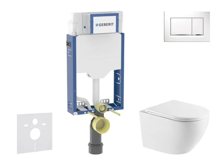 Geberit Kombifix - Set předstěnové instalace, klozetu Oudee a sedátka softclose, tlačítko Sigma20, bílá/chrom SANI15CA3154