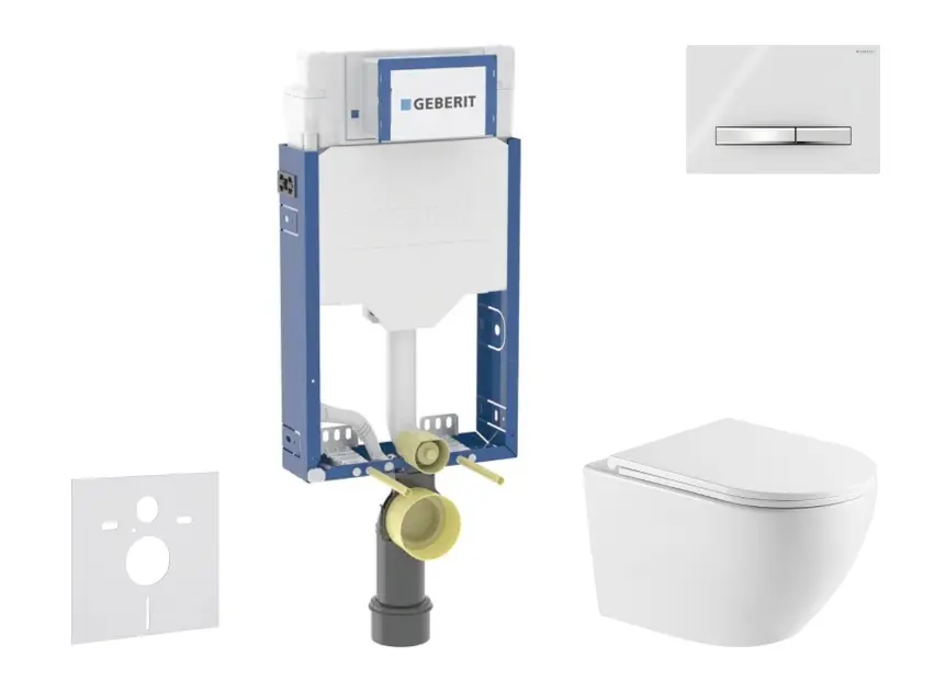 Geberit Kombifix - Set předstěnové instalace, klozetu Oudee a sedátka softclose, tlačítko Sigma50, chrom/alpská bílá SANI15CA3156